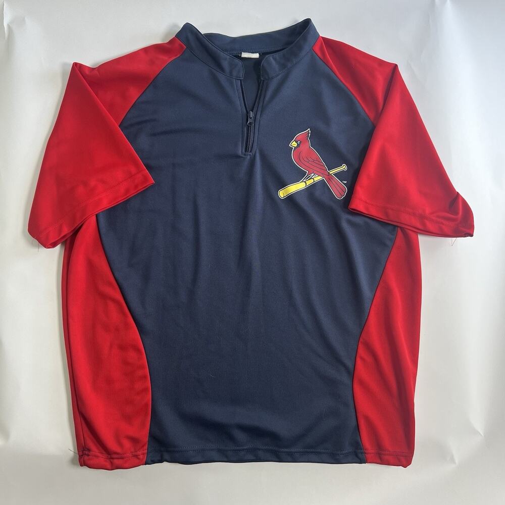 Men's XL Cardinals Colorblock Blue/Red 1/4 Zip Mock Neck Raglan T-Shirt